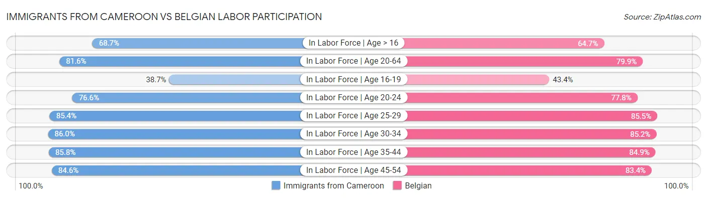 Immigrants from Cameroon vs Belgian Labor Participation