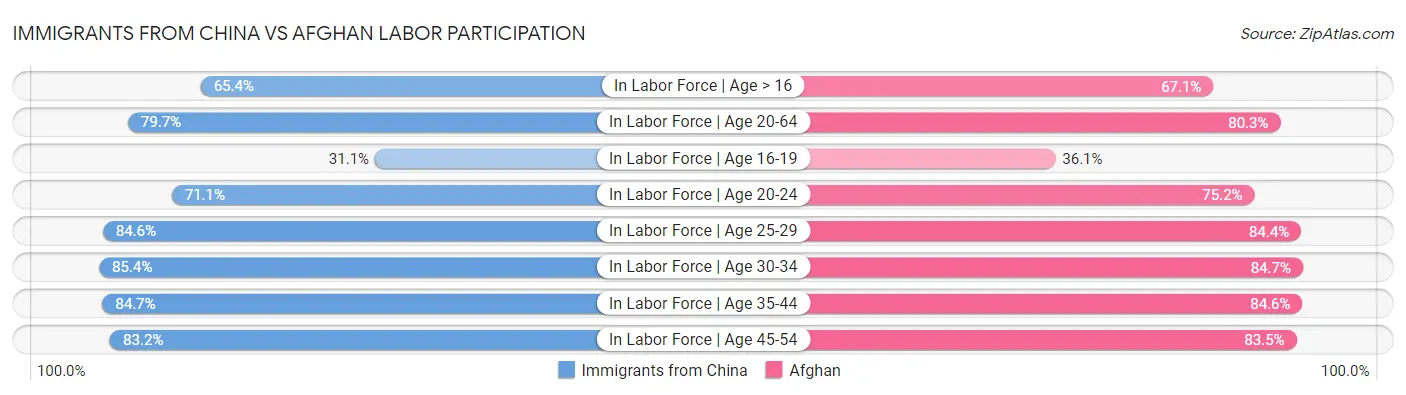 Immigrants from China vs Afghan Labor Participation