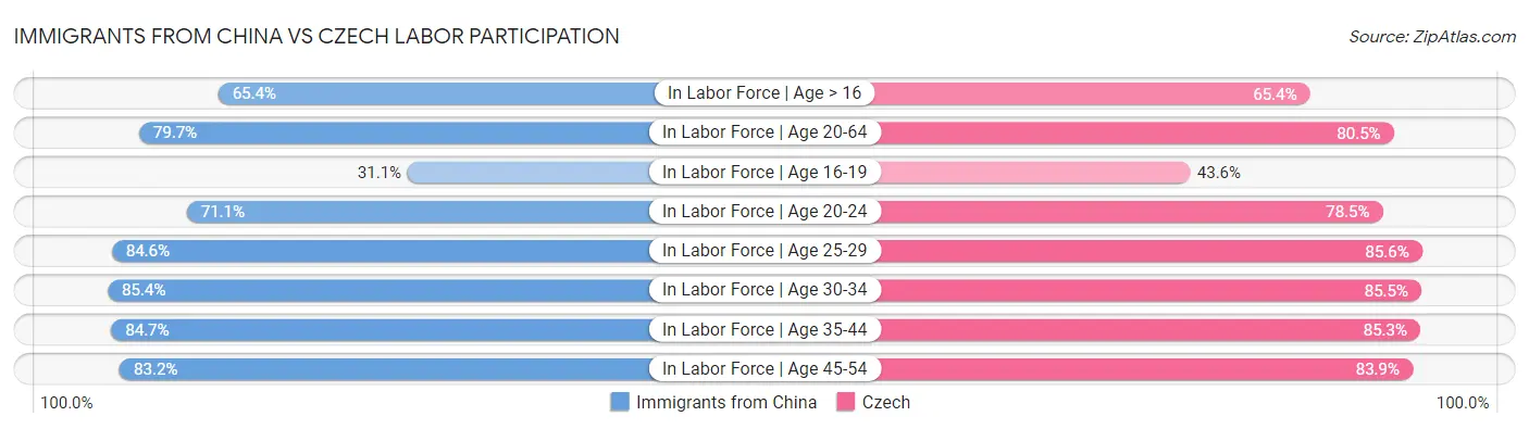 Immigrants from China vs Czech Labor Participation