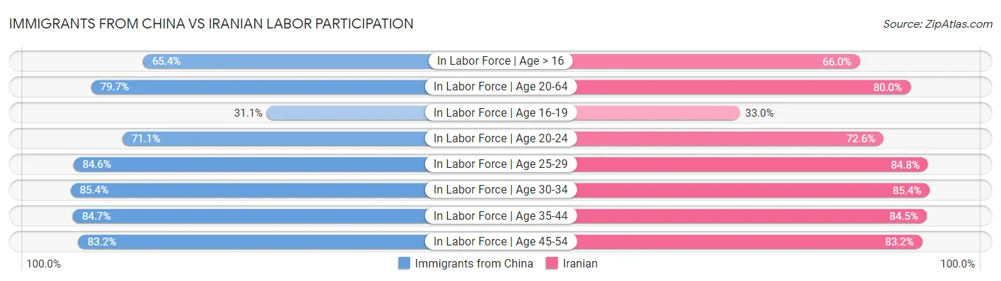 Immigrants from China vs Iranian Labor Participation