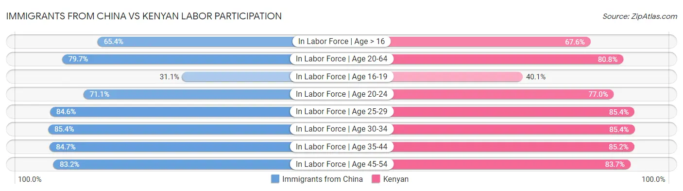 Immigrants from China vs Kenyan Labor Participation