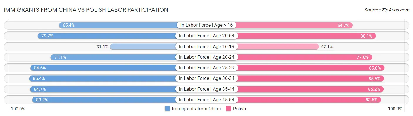 Immigrants from China vs Polish Labor Participation
