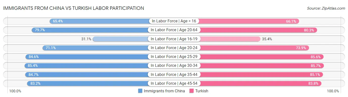 Immigrants from China vs Turkish Labor Participation