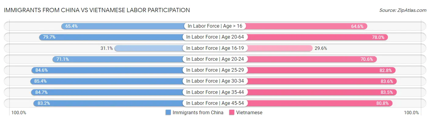 Immigrants from China vs Vietnamese Labor Participation