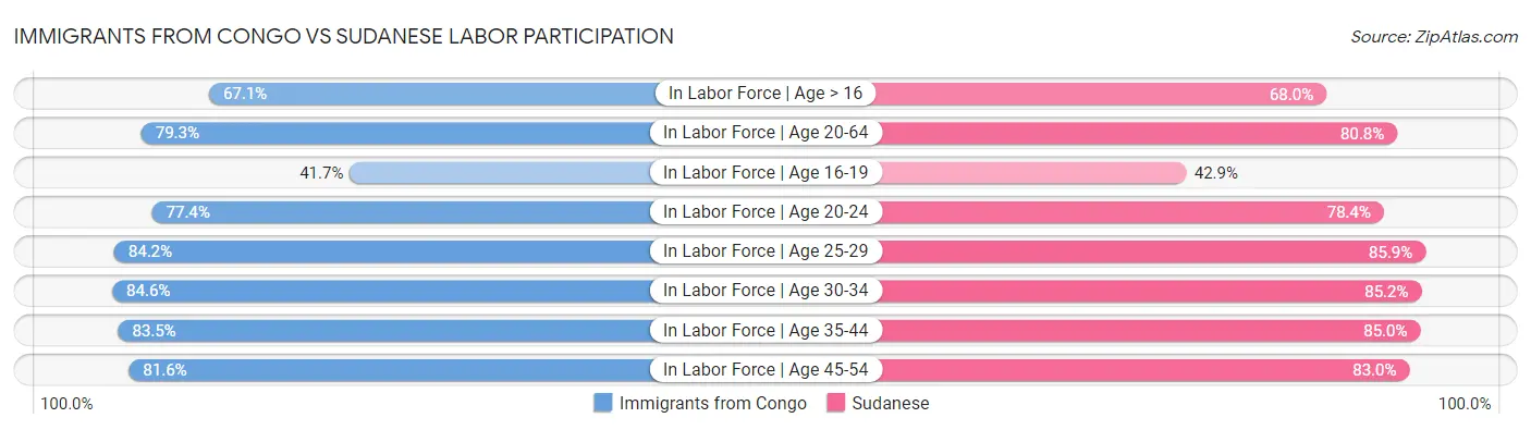 Immigrants from Congo vs Sudanese Labor Participation