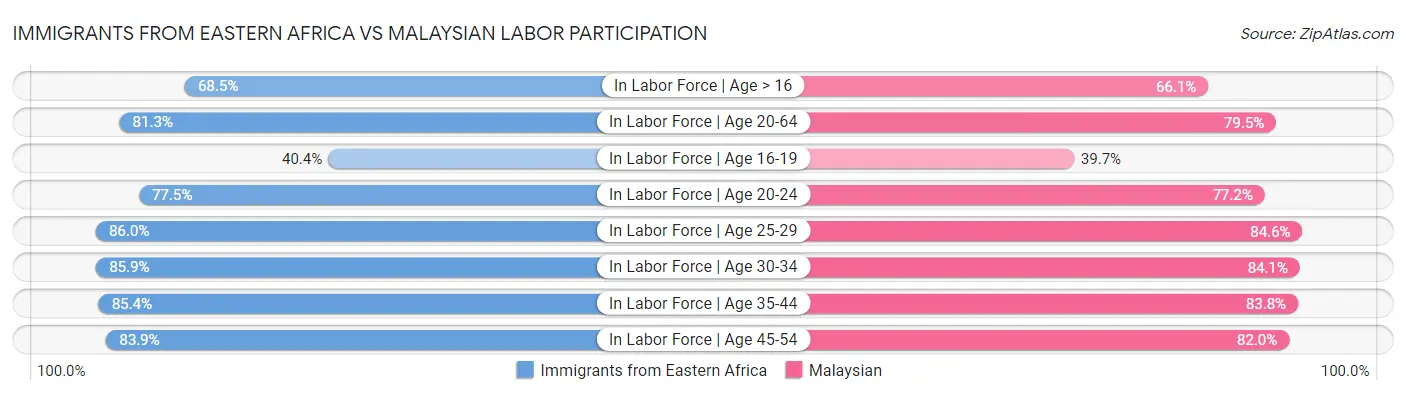 Immigrants from Eastern Africa vs Malaysian Labor Participation