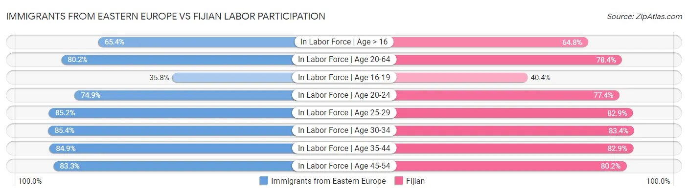 Immigrants from Eastern Europe vs Fijian Labor Participation