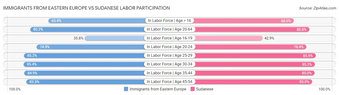 Immigrants from Eastern Europe vs Sudanese Labor Participation