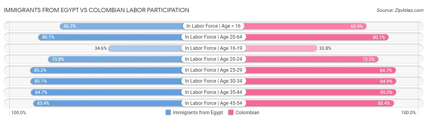 Immigrants from Egypt vs Colombian Labor Participation