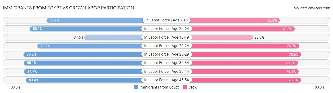 Immigrants from Egypt vs Crow Labor Participation