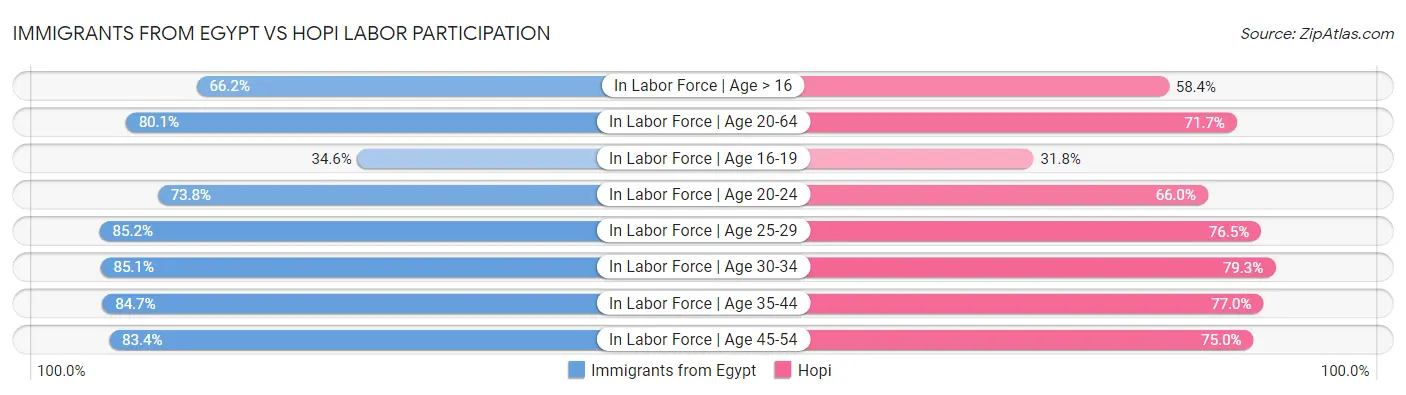 Immigrants from Egypt vs Hopi Labor Participation