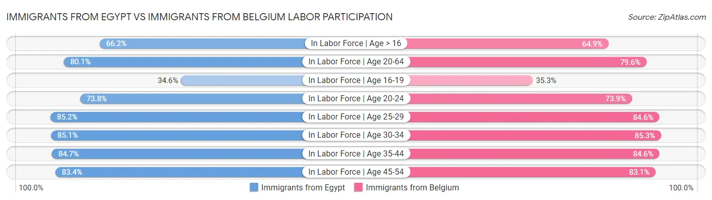 Immigrants from Egypt vs Immigrants from Belgium Labor Participation