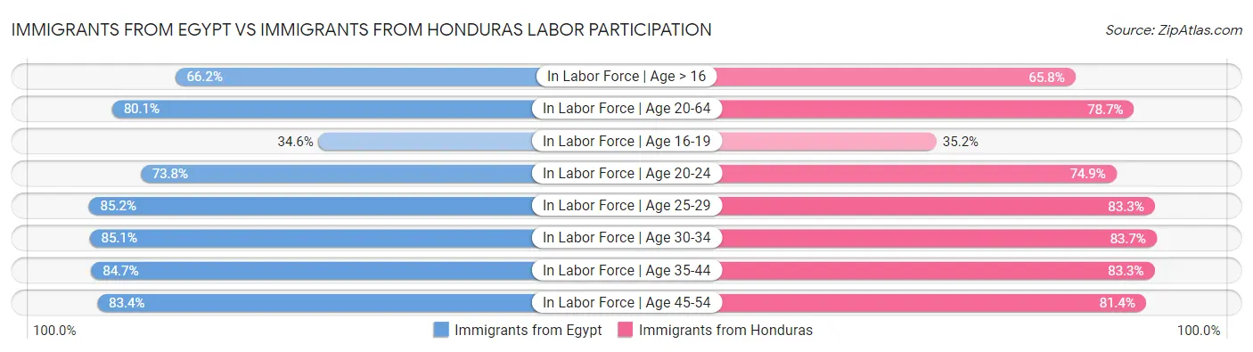 Immigrants from Egypt vs Immigrants from Honduras Labor Participation