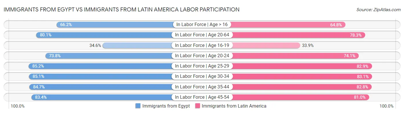 Immigrants from Egypt vs Immigrants from Latin America Labor Participation