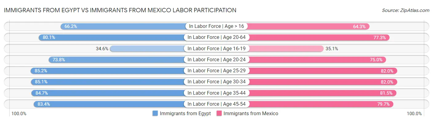 Immigrants from Egypt vs Immigrants from Mexico Labor Participation