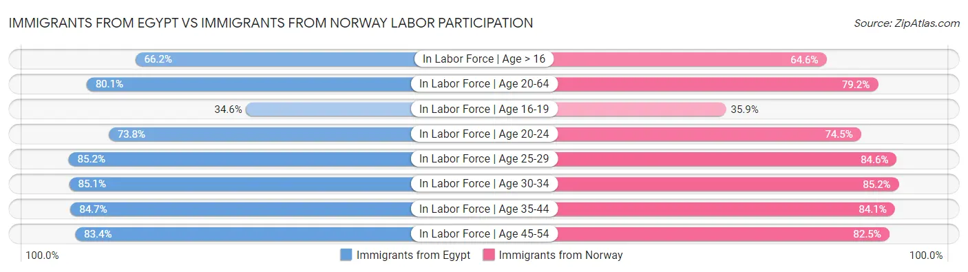 Immigrants from Egypt vs Immigrants from Norway Labor Participation