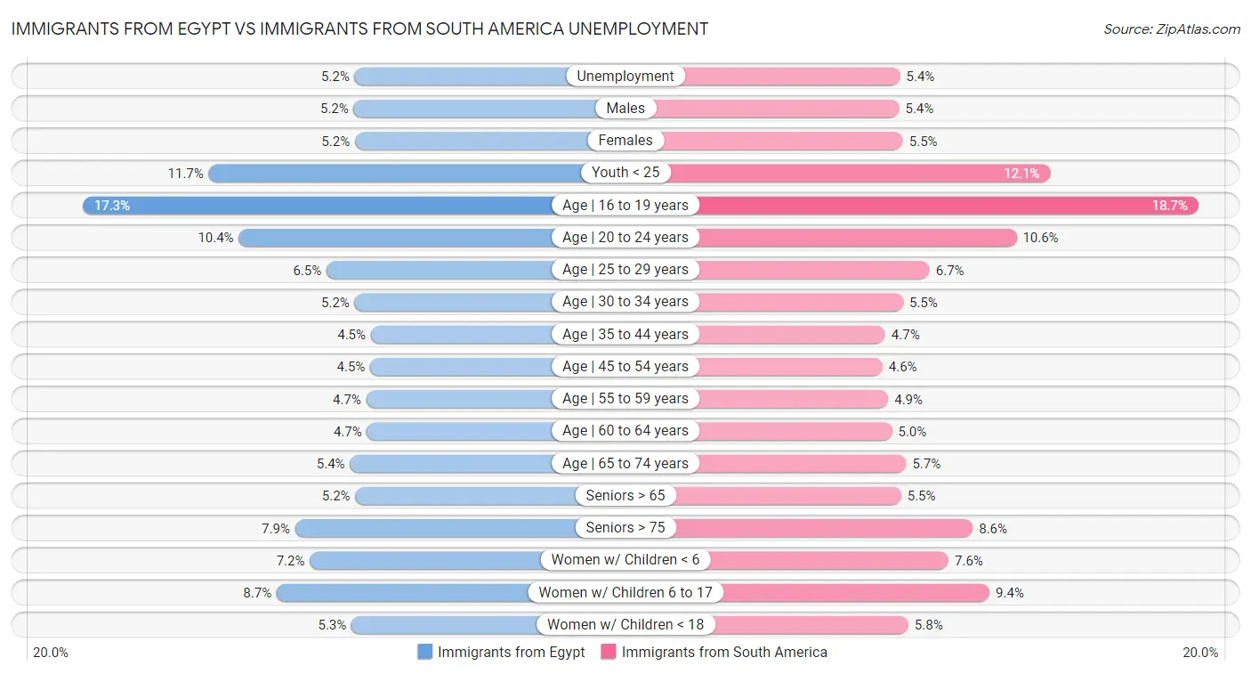 Immigrants from Egypt vs Immigrants from South America Unemployment