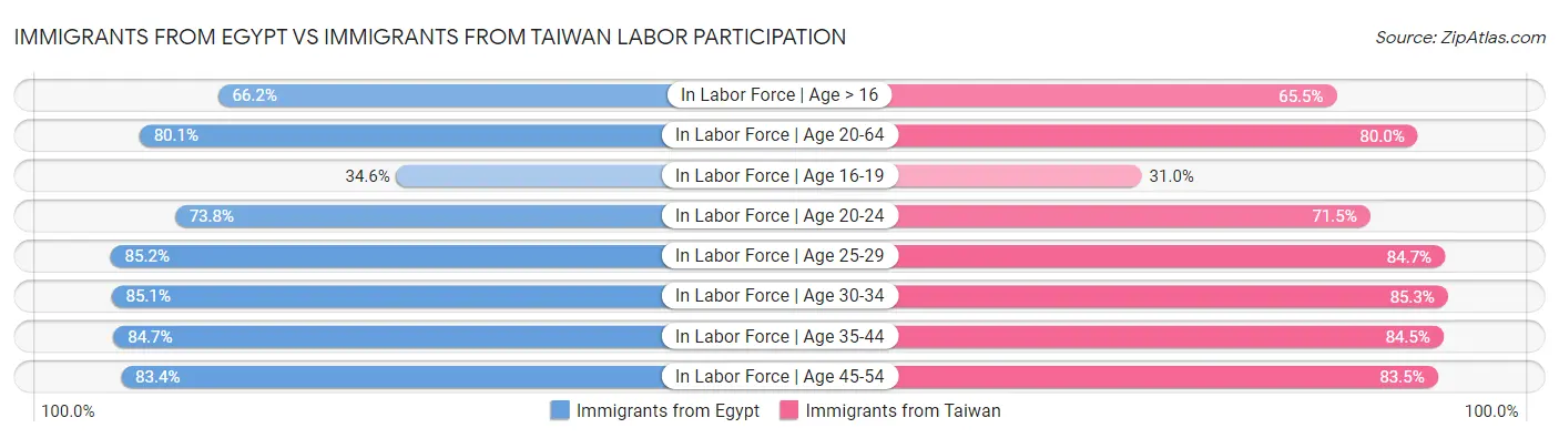 Immigrants from Egypt vs Immigrants from Taiwan Labor Participation