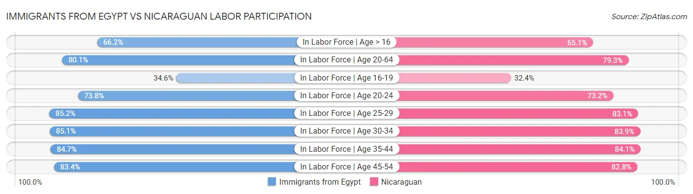 Immigrants from Egypt vs Nicaraguan Labor Participation