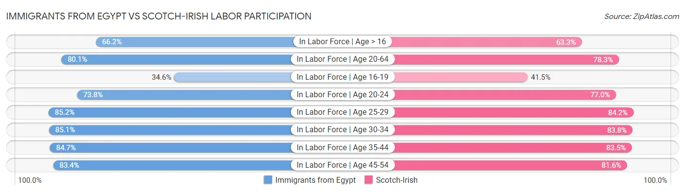Immigrants from Egypt vs Scotch-Irish Labor Participation
