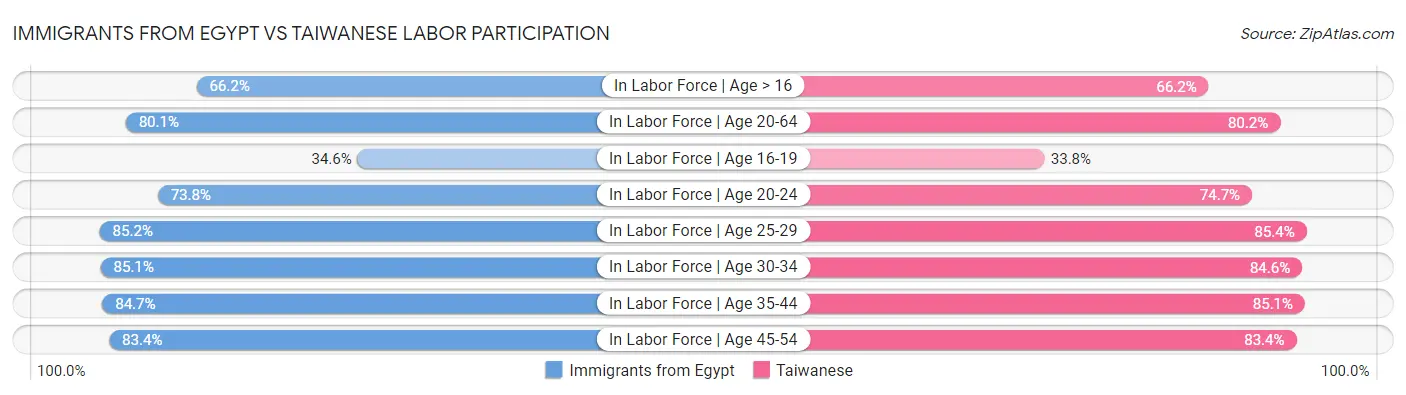 Immigrants from Egypt vs Taiwanese Labor Participation