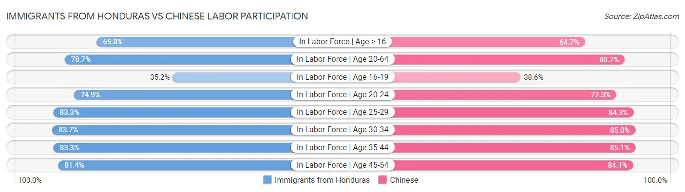 Immigrants from Honduras vs Chinese Labor Participation