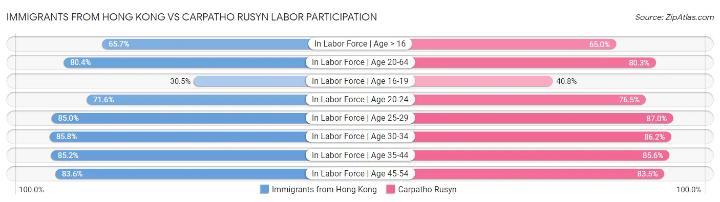 Immigrants from Hong Kong vs Carpatho Rusyn Labor Participation