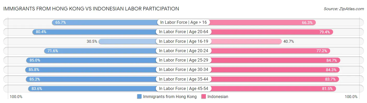 Immigrants from Hong Kong vs Indonesian Labor Participation