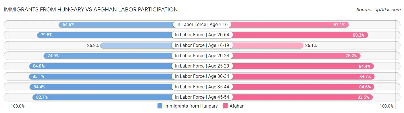 Immigrants from Hungary vs Afghan Labor Participation