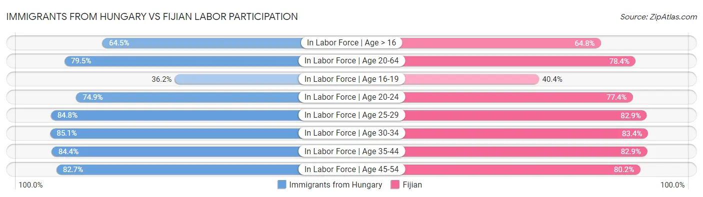 Immigrants from Hungary vs Fijian Labor Participation
