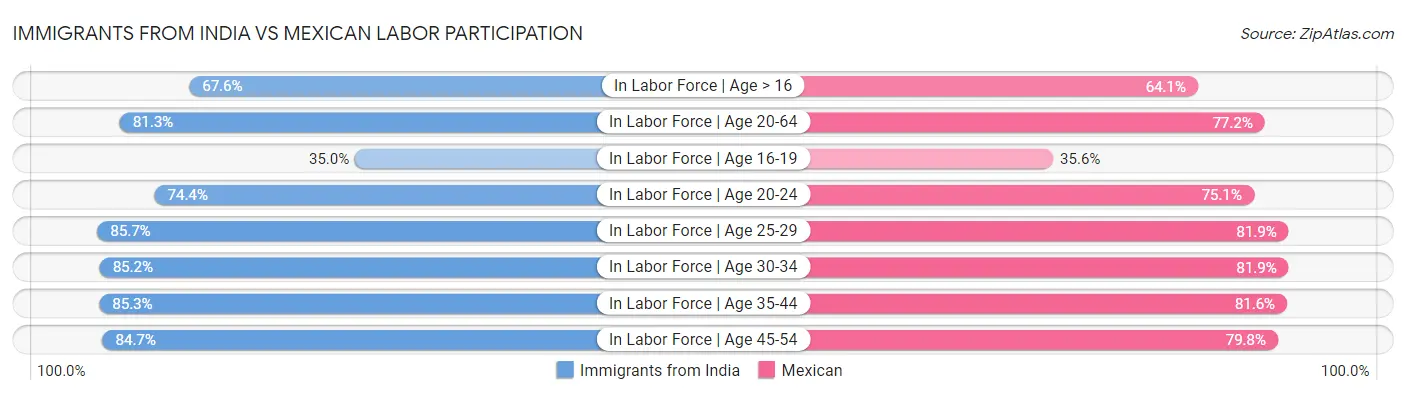 Immigrants from India vs Mexican Labor Participation