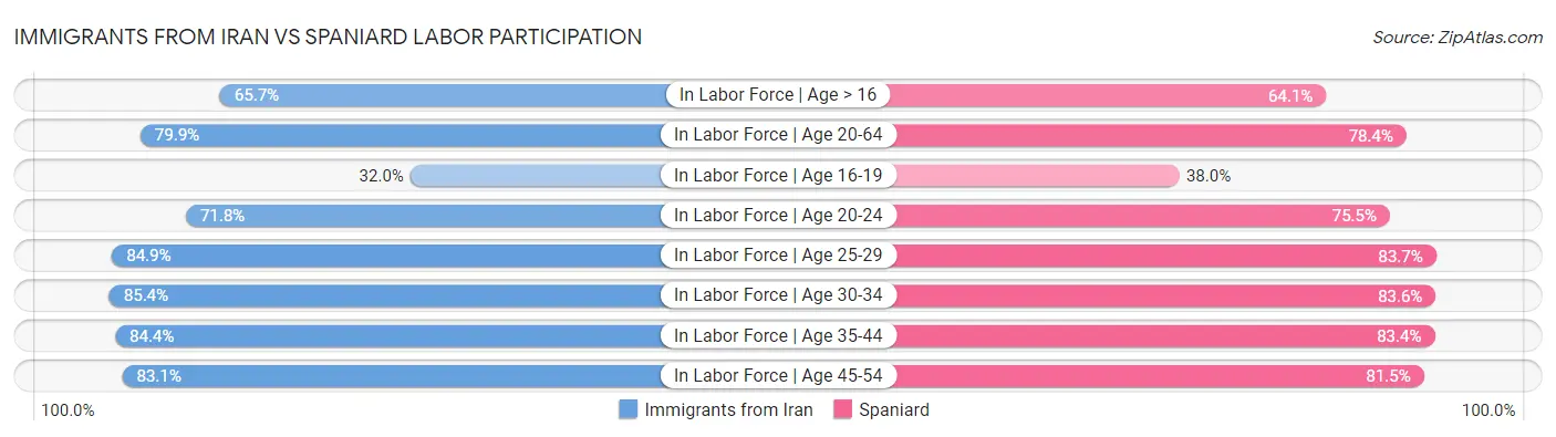 Immigrants from Iran vs Spaniard Labor Participation