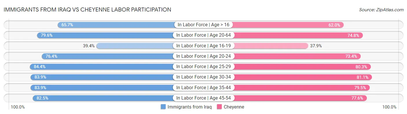 Immigrants from Iraq vs Cheyenne Labor Participation