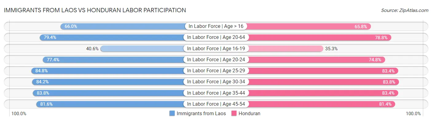 Immigrants from Laos vs Honduran Labor Participation