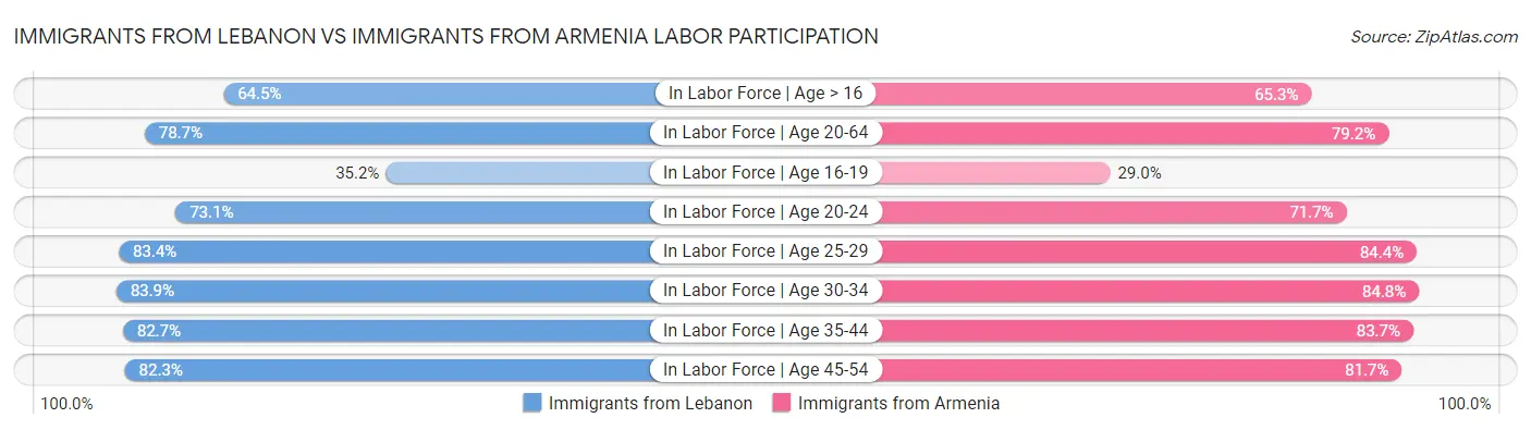 Immigrants from Lebanon vs Immigrants from Armenia Labor Participation