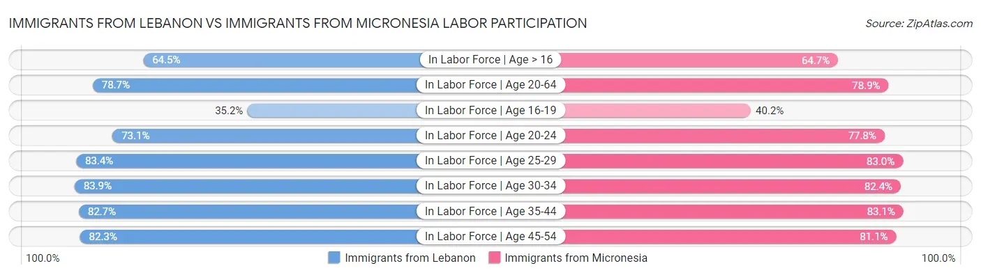 Immigrants from Lebanon vs Immigrants from Micronesia Labor Participation