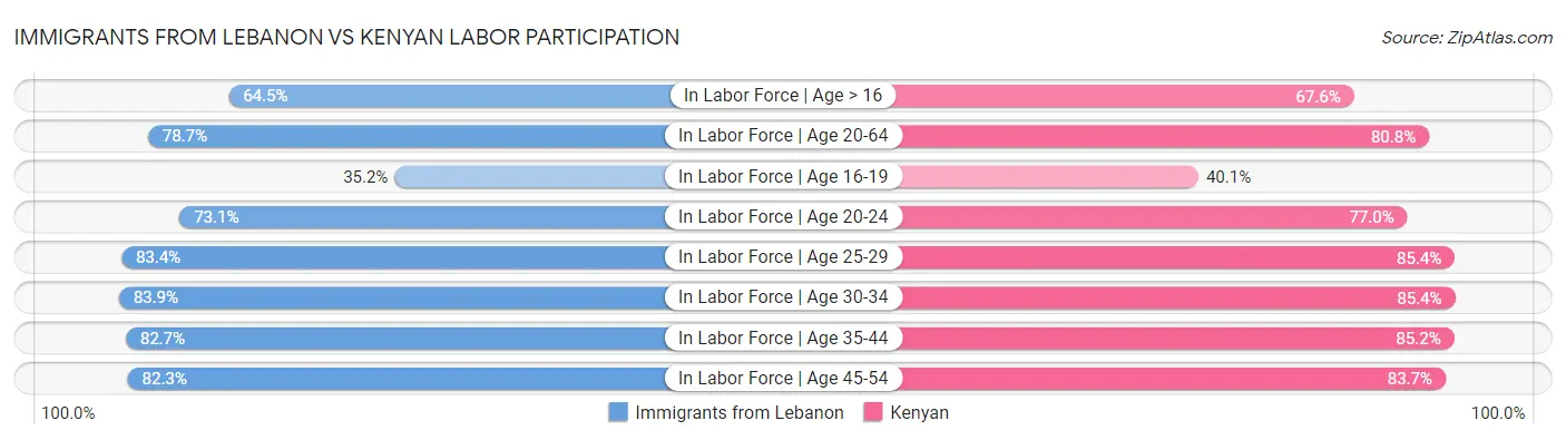 Immigrants from Lebanon vs Kenyan Labor Participation