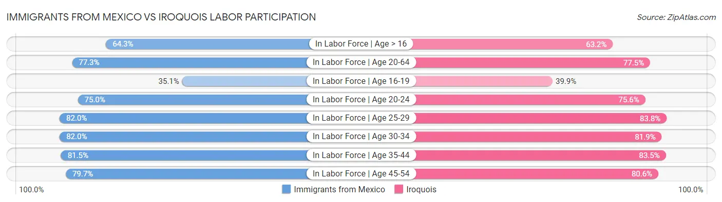 Immigrants from Mexico vs Iroquois Labor Participation