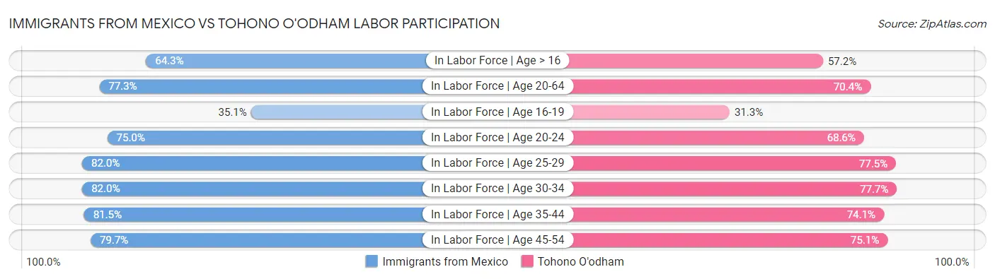 Immigrants from Mexico vs Tohono O'odham Labor Participation