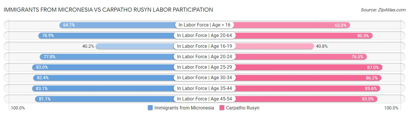Immigrants from Micronesia vs Carpatho Rusyn Labor Participation