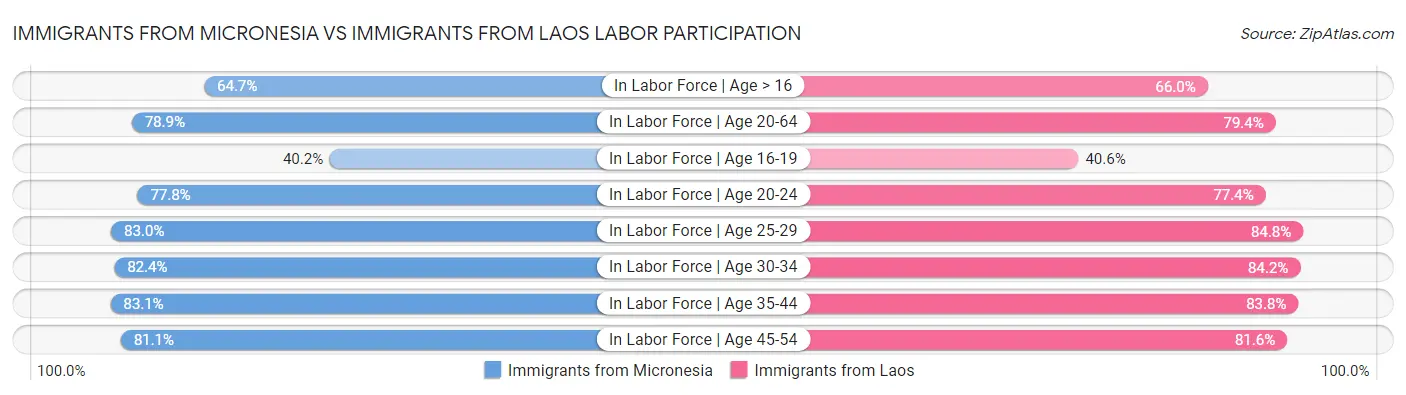 Immigrants from Micronesia vs Immigrants from Laos Labor Participation