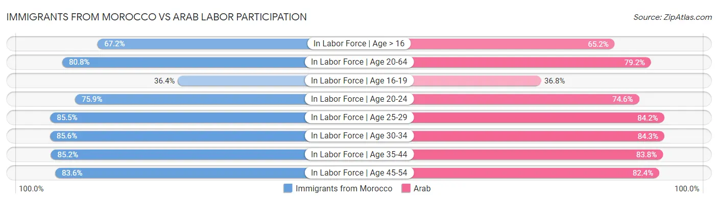 Immigrants from Morocco vs Arab Labor Participation