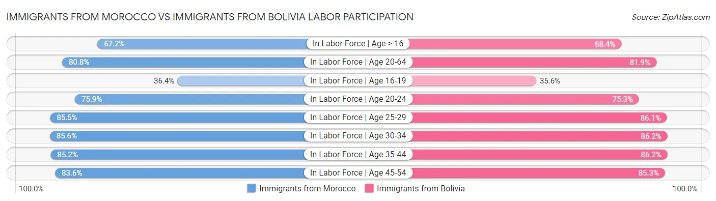 Immigrants from Morocco vs Immigrants from Bolivia Labor Participation