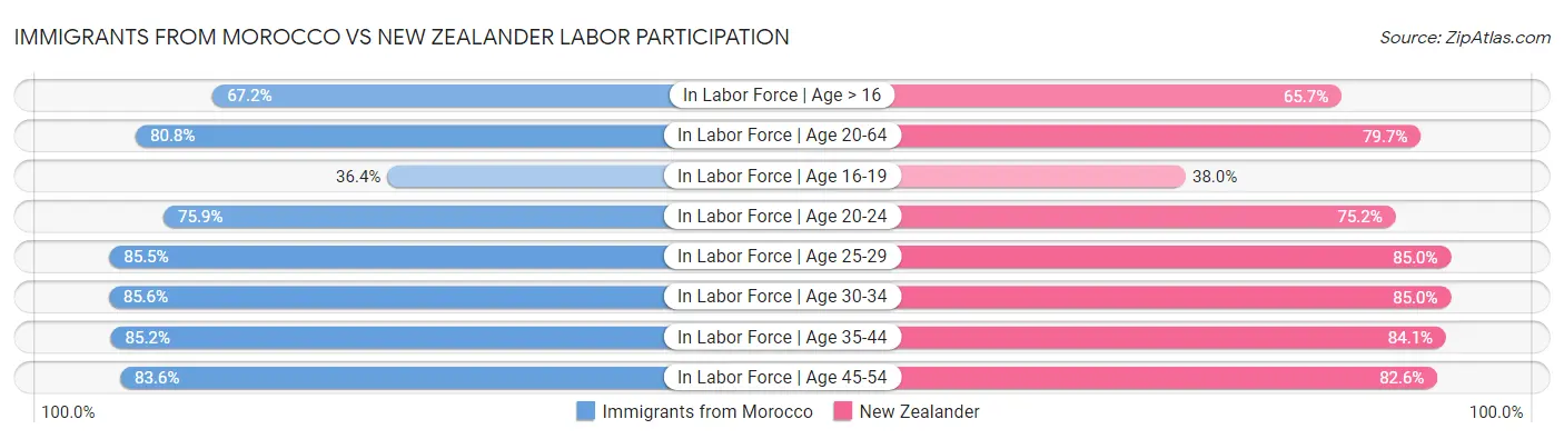 Immigrants from Morocco vs New Zealander Labor Participation
