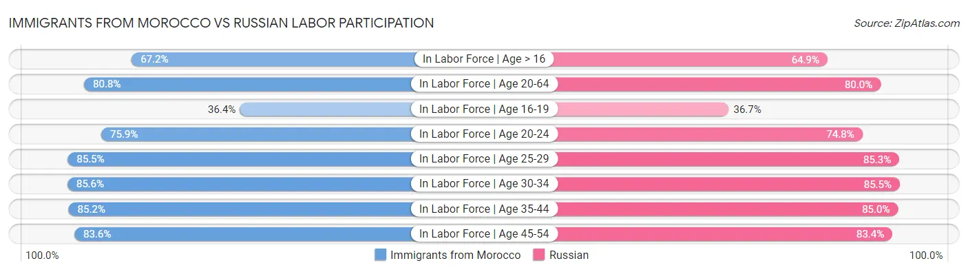 Immigrants from Morocco vs Russian Labor Participation