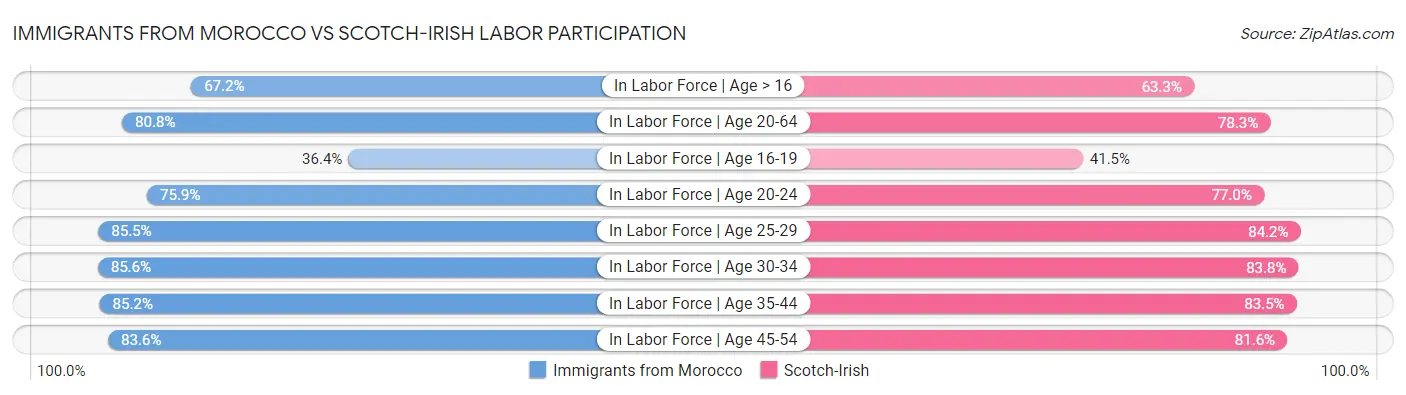 Immigrants from Morocco vs Scotch-Irish Labor Participation