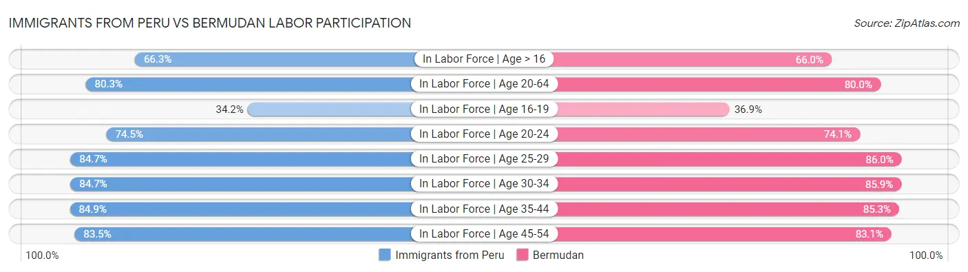 Immigrants from Peru vs Bermudan Labor Participation