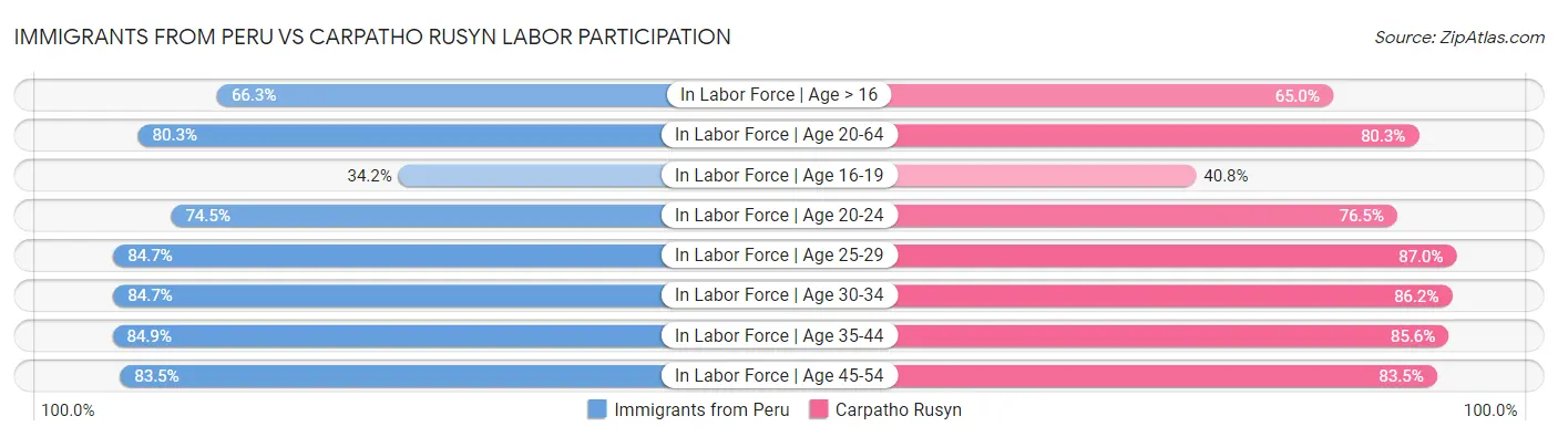 Immigrants from Peru vs Carpatho Rusyn Labor Participation