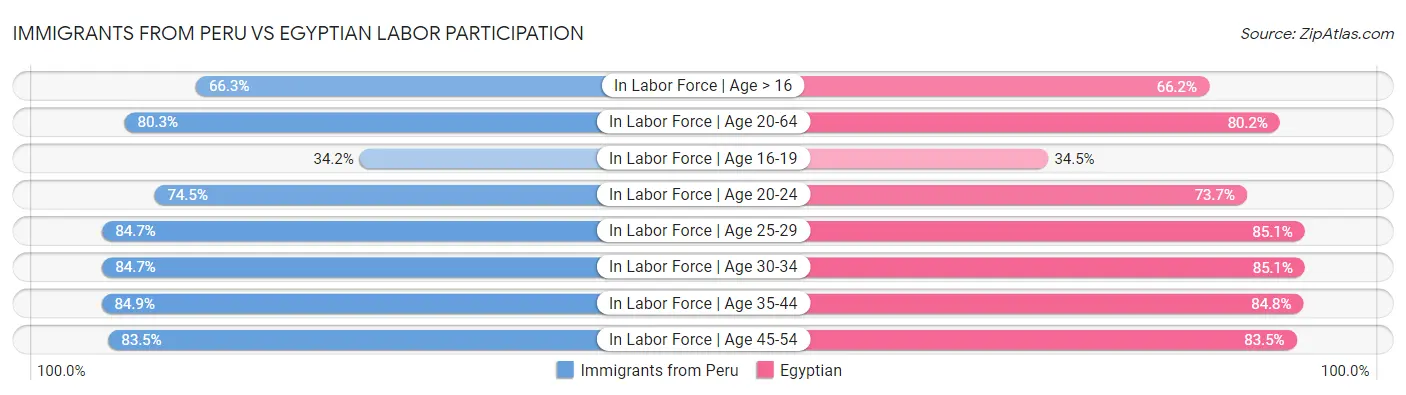 Immigrants from Peru vs Egyptian Labor Participation