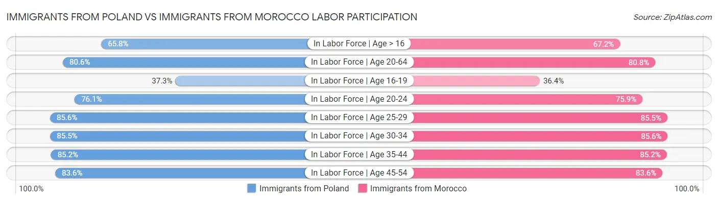 Immigrants from Poland vs Immigrants from Morocco Labor Participation